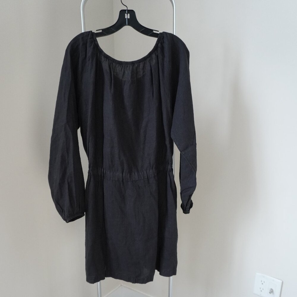 James Perse Linen Dress Black Off Shoulder Size 4 XL New Tag $250 - Picture 7 of 10